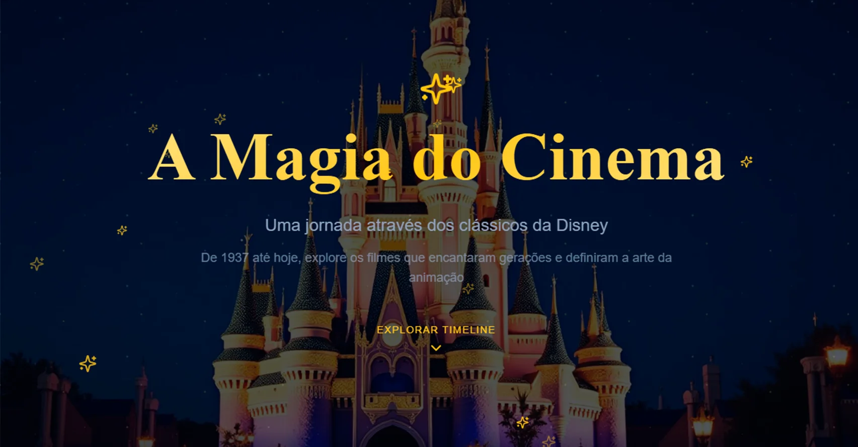 Tela do projeto Disney Timeline