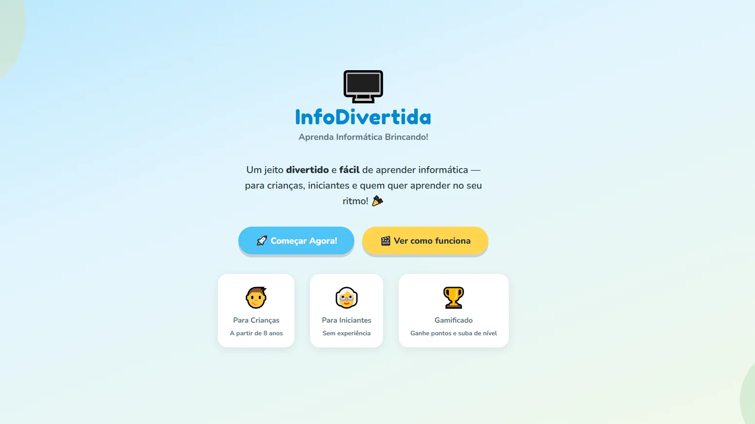Tela inicial do projeto InfoDivertida