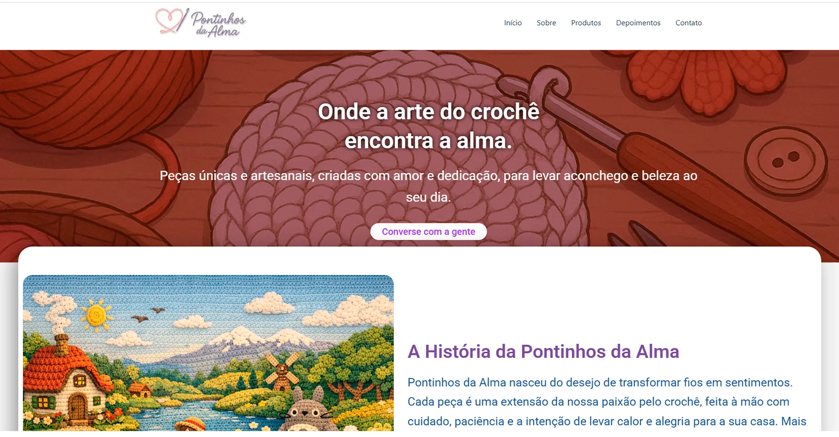 Tela do site Pontinhos da Alma